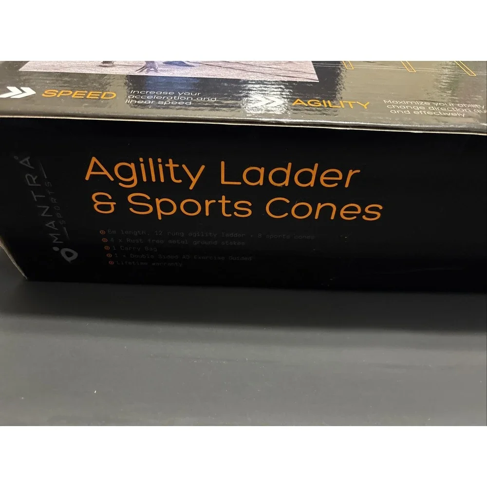 Mantra Sports 20ft Agility Ladder 12 Rung 8 Cones Speed Training Set